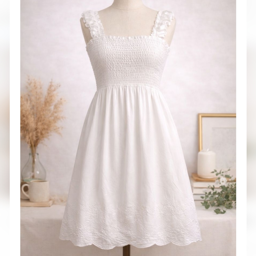 Kirat Mini Dress With Embroidery and Smocking